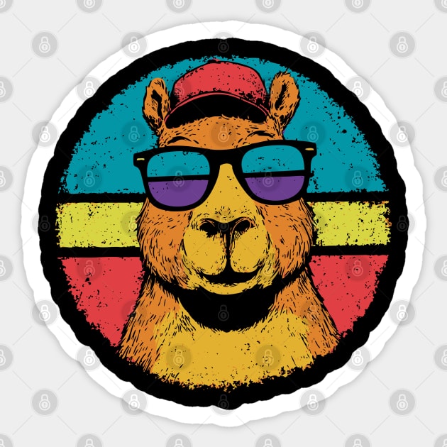 Cool Capybara with Shades – Retro Beach Vibes Animal Art Sticker by TuncGK